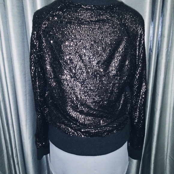 Silver sequin bomber jacket - Picture 3 of 6